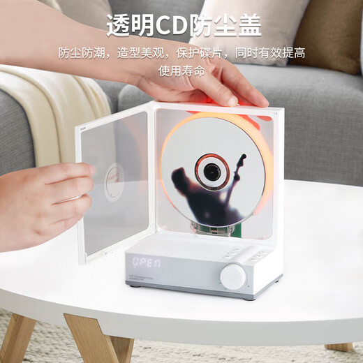 HOTT Voice of Berlin C229 Desktop CD Record Player HIFI Fever-Grade Wireless Bluetooth Speaker All-in-One Portable CD Player Retro Fashion Ornament Outdoor Portable Audio Elegant White U Disk Version Lossless Sound Quality + Imported Movement + Two-Way Bluetooth