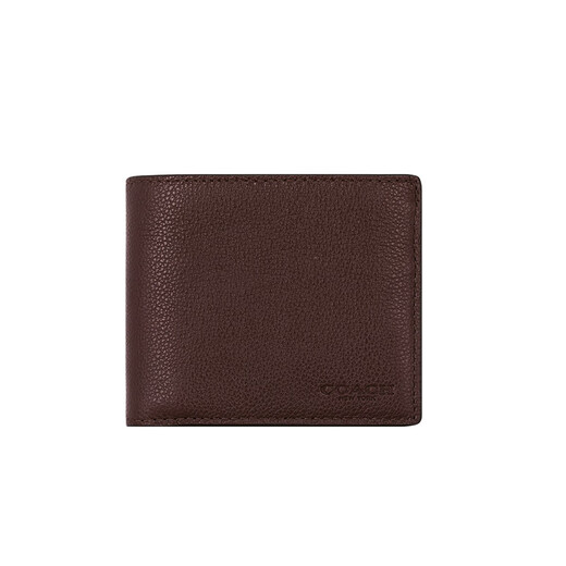 COACH brand direct supply men's short folding cow leather wallet dark brown CR911