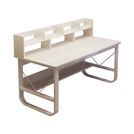 Jiajialin solid wood computer desk bedroom study desk home office student with bookshelf integrated desktop writing desk with bookshelf desk warm white 100*50*72cm