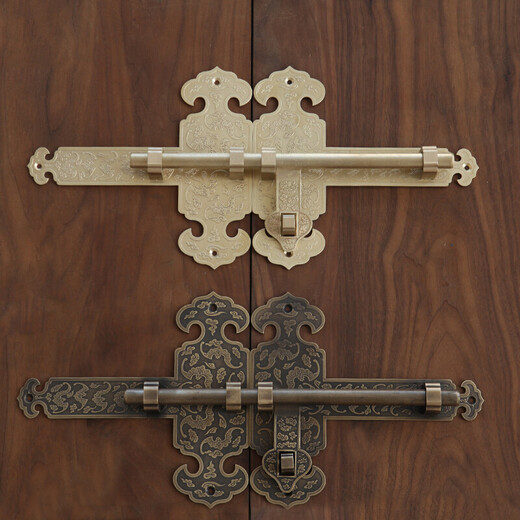 Chengzhong style thickened latch old wooden door lock garden courtyard door latch antique door buckle copper door bolt surface 20cm bronze