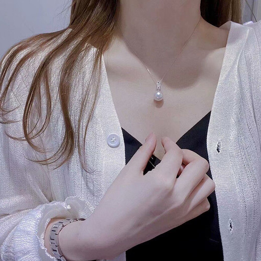 Bindao Jennifer Jewelry 12-13mm perfect round white freshwater pearl pendant 925 silver lucky knot clavicle chain for women perfect round