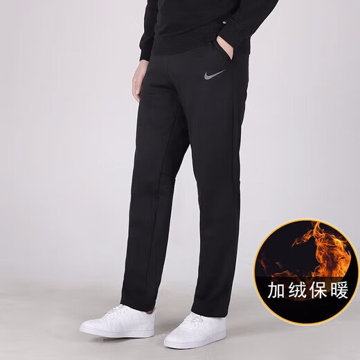 Nike (NIKE) sweatpants velvet men's trousers woven training straight trousers outdoor running warm casual pants black BV2708-010 warm velvet S100-120Jin Jin equals 0.5 kg
