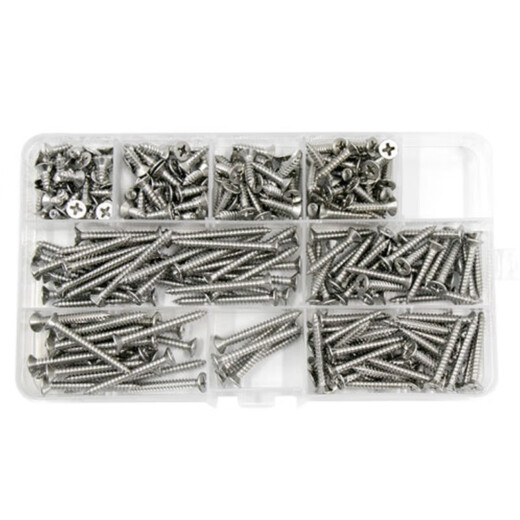 Bingyu 304 stainless steel self-tapping screw set A1 type M3.9 countersunk head self-tapping screw 240PC/box BH-597