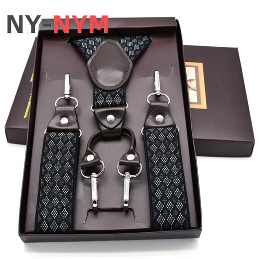 NY-NYM男女钩扣背带夹加长背带挂钩男士吊裤夹四季通用适用中老年人群 黑色 MBD8501BK+120cm