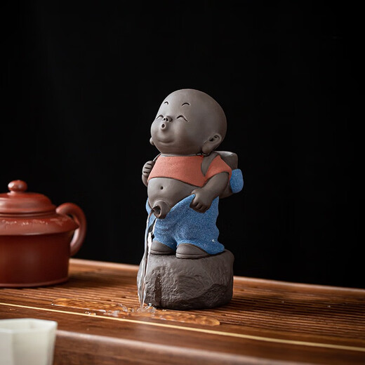 Yuxuan purple sand peeing boy tea pet water spray ornaments boutique creative little monk can cultivate tea art tea tray tea set accessories new peeing boy---Yuan