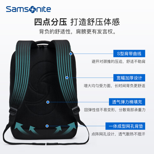 Samsonite backpack computer bag men's business backpack travel bag laptop bag 15.6 inches BU1 black