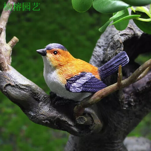 Phoebe gardening micro-landscape ornaments bird resin crafts cute simulated bird's nest gardening bonsai decorative bird eggs small blue bird