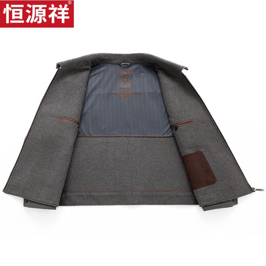 Hengyuanxiang 2024 Autumn and Winter Men's Sheep Wool Removable White Duck Down Liner Middle-aged Casual Thickened Warm Wool Jacket Camel M 90-110 Jin Jin equals 0.5 kg