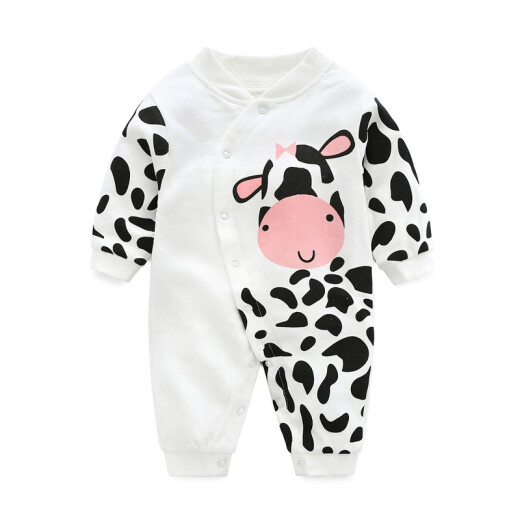 Karawa baby clothes pure cotton baby jumpsuit spring autumn summer baby long-sleeved baby clothes newborn romper 0-1 years old pink elephant 66cm