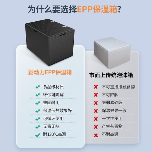 Linglili EPP foam box commercial food grade postal box packaging fruit food refrigerated insulation express 56L black