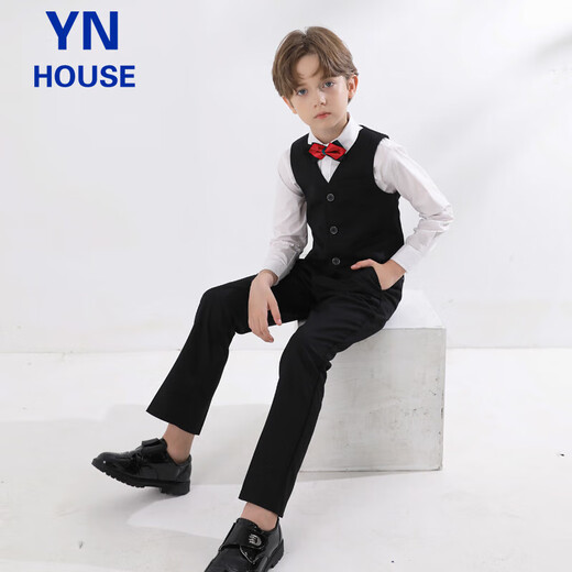 Yinuofang children's suit vest suit boy suit dress performance suit black vest suit 130CM