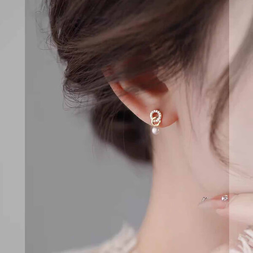 Qi Xiaomi Double Ring Earrings for Women 2025 New Artificial Pearl Earrings Niche Design Earrings for Women High-end Earrings Trendy Double Ring Earrings 2 Pack
