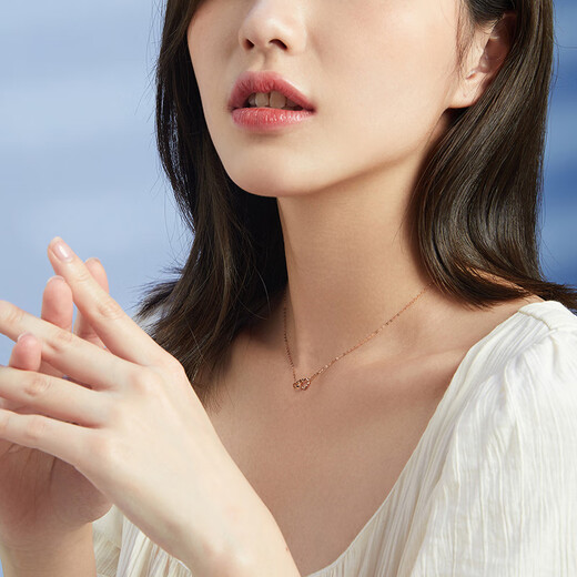 Saturday blessing 18K gold necklace female love interlocking necklace birthday gift KI064668 42+3cm