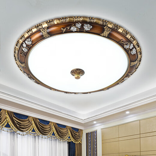 别墅大门口灯户外吸顶灯自建房大门口顶灯大门上的门灯欧式卧室复古客厅灯简欧LED书房圆形阳台田园美式 50CM+30瓦LED无极调光+遥控器