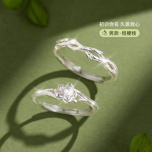 Bai Qixin couple's ring platycodon flower high-end adjustable confession proposal anniversary gift for boyfriend and girlfriend gift box platycodon couple's ring