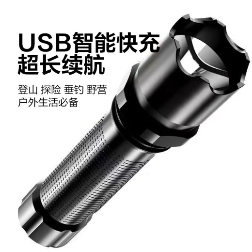 Outdoor special led flashlight strong light USB charging super bright long-range small mini portable multi-function 250 mA Puliang plastic model 1