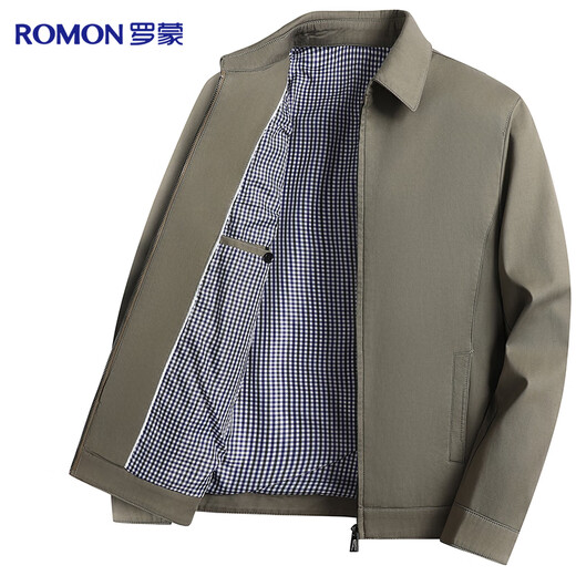 Romon 100% cotton jacket men's young and middle-aged spring and autumn coat work wear casual lapel dad wear men's jacket