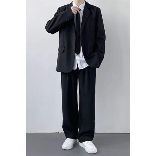 Qindu music student art test dress male DK uniform a casual suit men's suit handsome college student small suit male three-piece suit jacket + shirt + trousers free collar 2XL