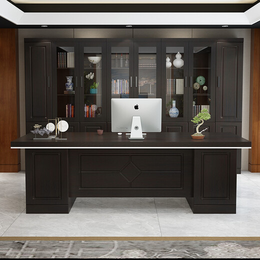 Zimulin Chinese boss desk desk combination with lockers simple modern office furniture executive desk 2.0 meters (classic red)