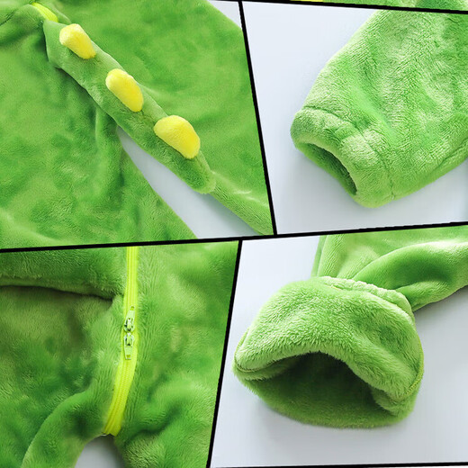 G.DUCKKIDS children's clothing children's pajamas autumn and winter boys and girls home clothes small dinosaur double thickened baby one-piece sleeping bag spring and autumn 2371 dinosaur green flannel 100 size 2~3 years old 90-100cm cm