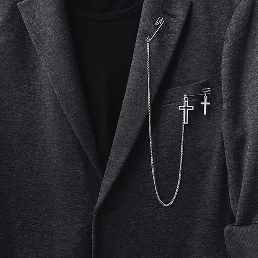 Nianfu pendant pin clip chain brooch men and women long cross pin brooch suit accessories for wife small fire chain brooch