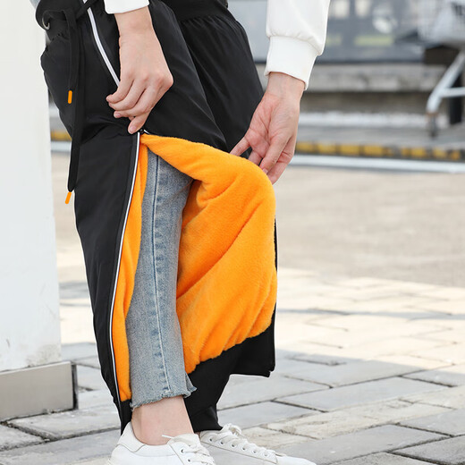 Bovonik Motorcycle Knee Pads Warm Men and Women Extended Electric Vehicle Windproof Winter Leg Guards Thickened Velvet Black 60CM