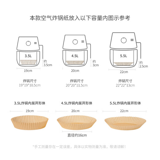 Meliya air fryer special paper 120 anti-leakage non-stick pans suitable for 3-5.5L air fryer no-wash baking paper