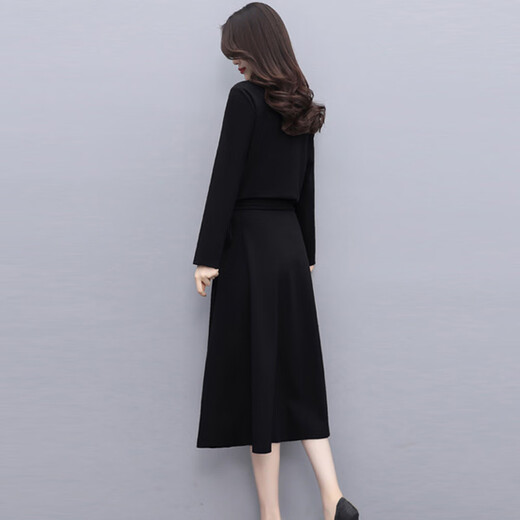 Chu Xin 2025 spring and autumn new women's fashionable temperament slim and slim women's long-sleeved dress bottoming skirt coffee color L (118-130Jin Jin equals 0.5 kg)