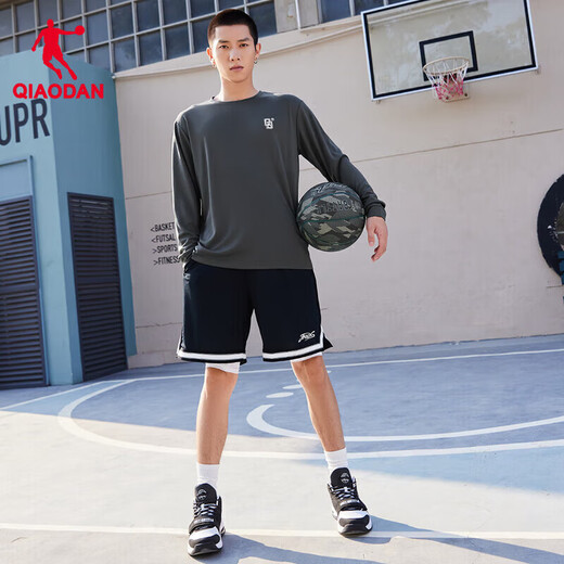 Jordan QIAODAN knitted long-sleeved T-shirt men's loose American basketball training clothes autumn men's running fitness tops