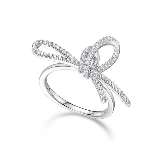 HEFANG Hefang Jewelry Ribbon Bow Ring Women's Tail Ring Light Luxury High-end Birthday Gift for Girlfriend Silver 18#