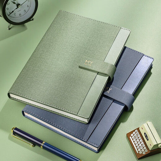 勤得利 高颜值笔记本子加厚记事本高档礼盒套装b5商务办公工作会议记录本大学生日记本企业定制可印logo 用纸厚实-A5雾霾蓝