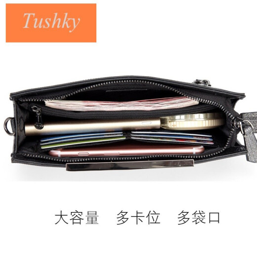 tushky large capacity women's genuine leather clutch bag 2024 new style trendy soft leather fashionable temperament clutch bag small bag pink 24.5cm*12.5cm soft cow back first layer cowhide