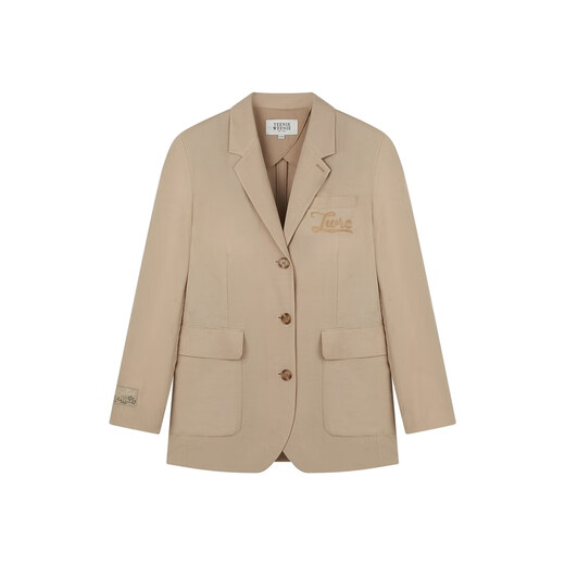 Teenie Weenie Bear Women's Spring Old Money Style French Linen Light Blazer Linen Blended Women's Fashion Khaki M