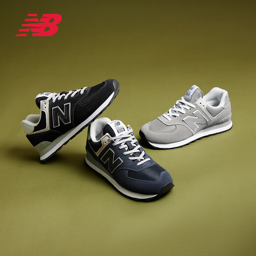 NEW BALANCE NB574 official casual shoes for men and women in autumn and winter breathable retro stitching classic versatile and comfortable sports shoes black ML574EVB 42 (foot length 26.5cm, please contact customer service for details)