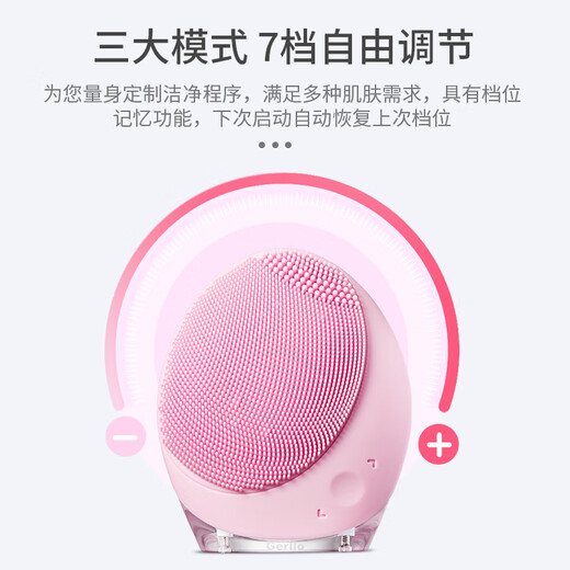 GERLLO German facial cleansing instrument, electric facial cleansing instrument, cleans pores, facial cleansing tool, birthday gift for girls, mint green, 7-speed powerful cleansing instrument