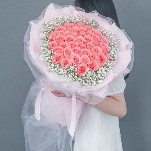 Youke Jade Valentine's Day Flower Express Red Rose Bouquet Confessing Love to Girlfriend and Wife Birthday Gift Nationwide Delivery 33 Diana Bouquet Fashion Style