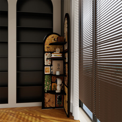 Yihuanyu Medieval style floor-standing furnishings living room corner cabinet retro storage rack multi-layer storage cabinet next to modern decorative painting