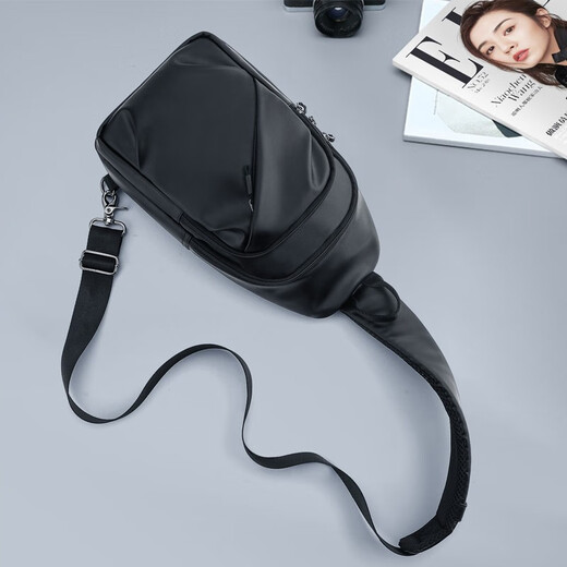 L/M new chest bag men's shoulder bag men's casual crossbody bag multifunctional student travel bag large capacity motorcycle bag trend 1048 black