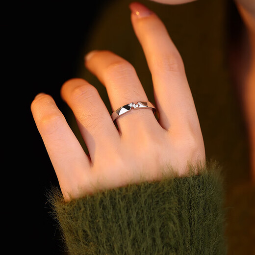 MZMZ Platinum Couple Ring PT950 Platinum Knot Engagement Fashion Diamond Pair Ring Valentine's Day Birthday Gift for Girlfriend Light Luxury Style - Paper Short Love Long Pair Ring