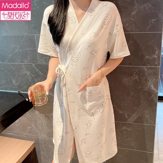 
Victorian style (VEDORYGEDIAO) nightgown for women summer pure cotton short-sleeved bathrobe Japanese thin Yugui dog pajamas Japanese mid-length 653 L