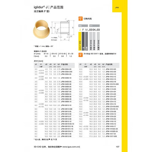 IGUS/ JFM-1012-05/09/10/12/15 self-lubricating engineering plastic bearing sleeve JFM-1012-09