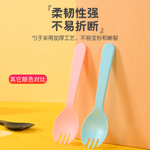 Hanfengyun disposable plastic forks, cake spoons, individually packaged frosted forks, thickened dessert spoons, ice cream scoops, cake scoops, blue, individually packed 100 pieces