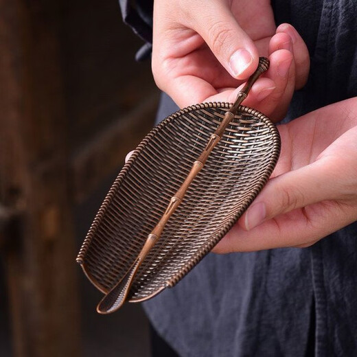 Jie Yun Cat Tea Ceremony Accessories Tea Lotus Creative Woven Teaspoon Tea Tea Pick Teaspoon Alloy Material Kung Fu Tea Tea Set Dustpan Tea Lotus (Including Tea Pick) + Tea Spoon Red