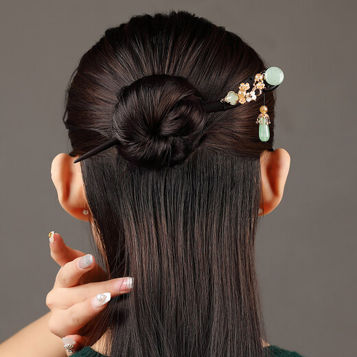 Qumeisi ancient style hairpin wooden hairpin step rocking tassel headdress can be worn Chinese style cheongsam daily simple female Q001