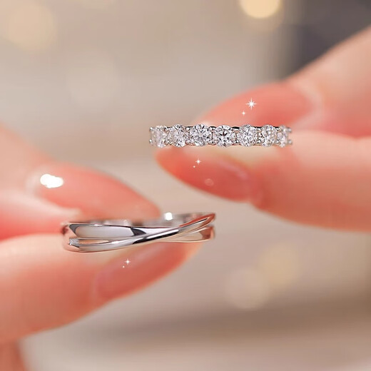 MZMZ Platinum Couple Ring PT950 Platinum Diamond Pair Ring Pair Requesting Engagement Valentine's Day Birthday Gift for Girlfriend Luxury Style - Endless Love Pair Ring Available Live/Closed