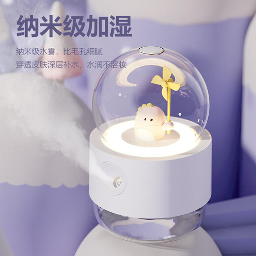 CLCEY is suitable for rotating crystal ball humidifier mini cute cartoon hydration meter with night light music desktop office white snowman rotating music model