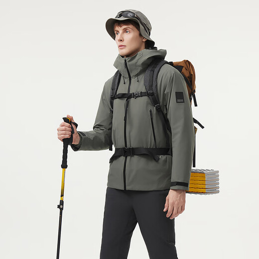 坦博尔男女同款户外三合一羽绒服短款外套TAF560577A 尤加利绿 M (170)