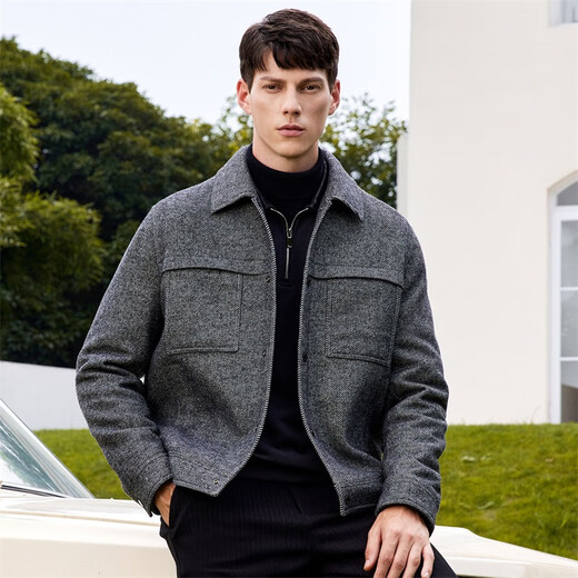 Dances with Wolves Containing Sheep Wool + Ultrasonic Lining Autumn and Winter Lapel Warm Jacket Men's Jacket 004 Huahui 185