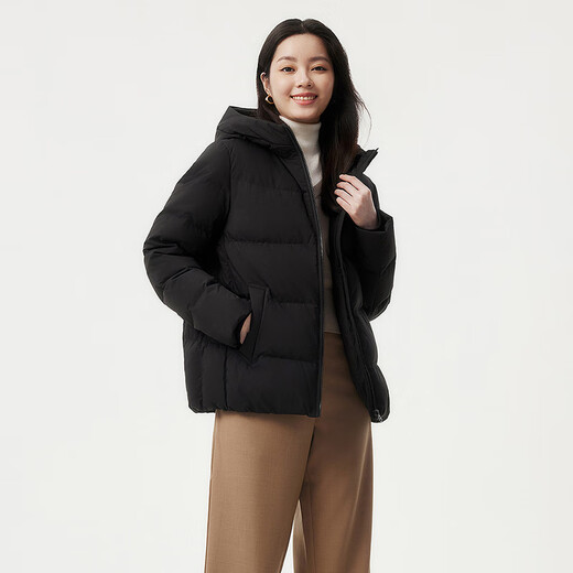 Tambor Down Jacket Women's New Winter Loose Short Thick Warm Hooded Middle-aged Warm Jacket TBF510356J Black XL (175)