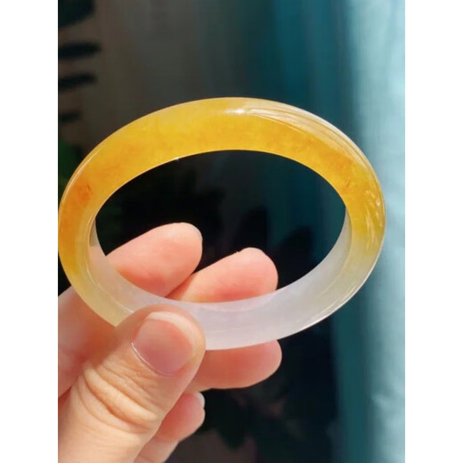 Ancient Burmese imported yellow dragon jade bracelet, ice jade bracelet for women, natural jade, topaz, jade, yellow jade, gold silk jade, inner diameter 53-54